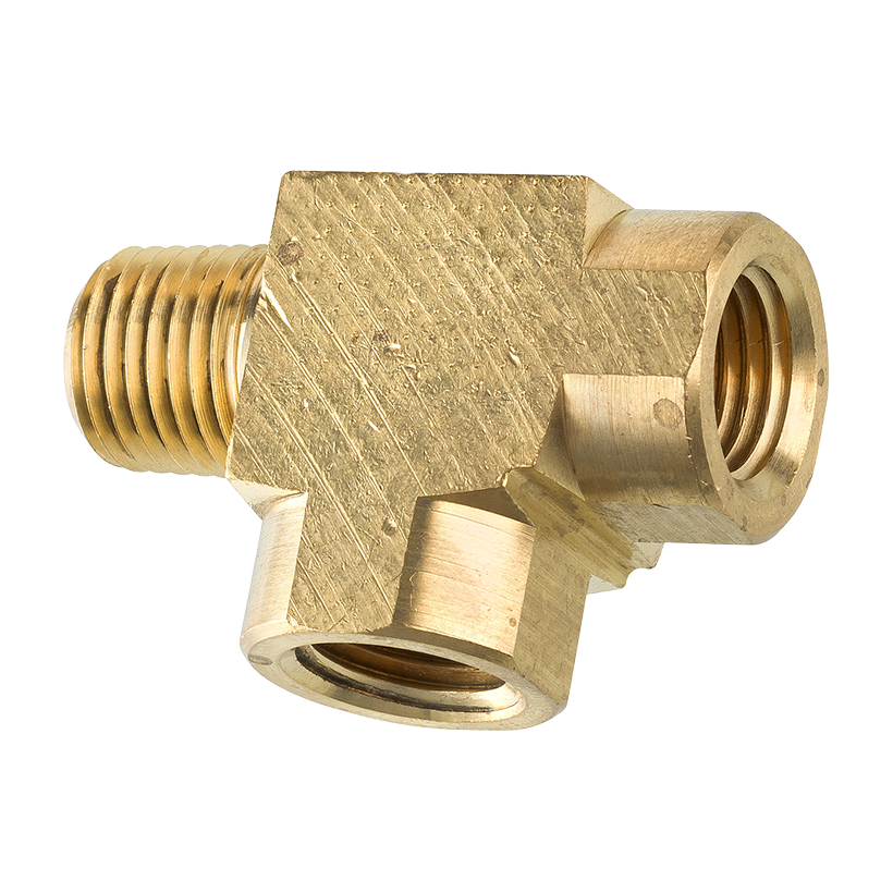 Brass Street Tee, Male (1/4-18 NPT), Female (1/4-18 NPT)